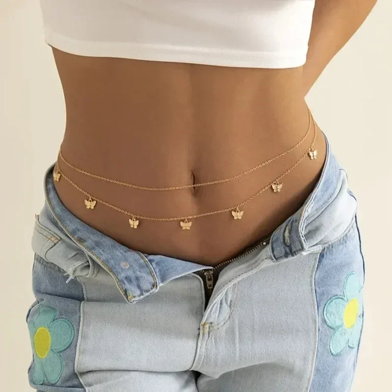 Body Jewelry Outfit - Nowy urok Seksowny dwuwarstwowy łańcuszek motylkowy