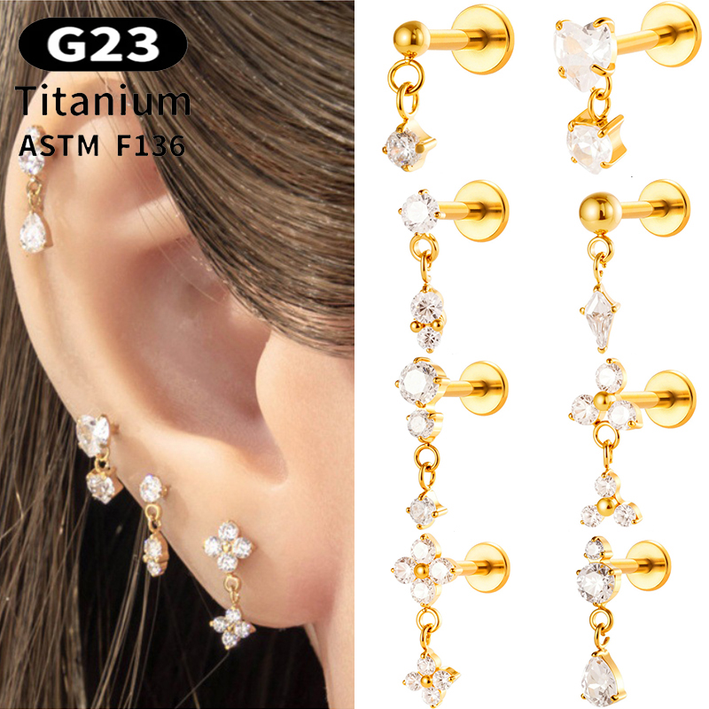 Body Jewelry Threadless - 1 szt. Tytanowy kolczyk labret G23