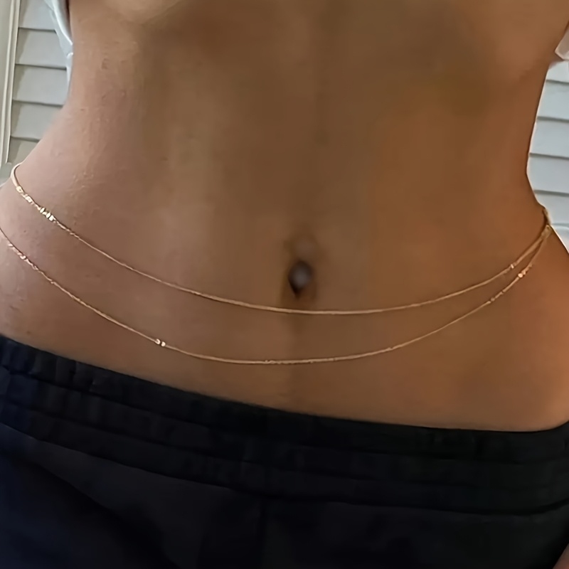Body Jewelry Gold - Dwustronny złoty metalowy łańcuszek do talii