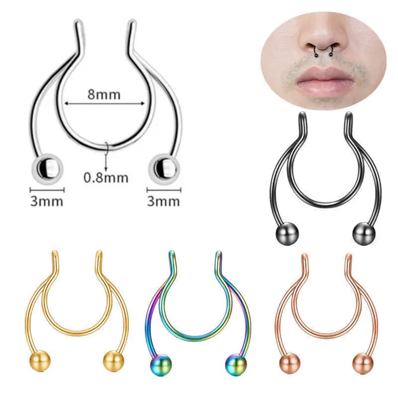 U Shaped Fake Nose Ring Hip Ho – Body Jewelry Nose Studs recenzja i cena