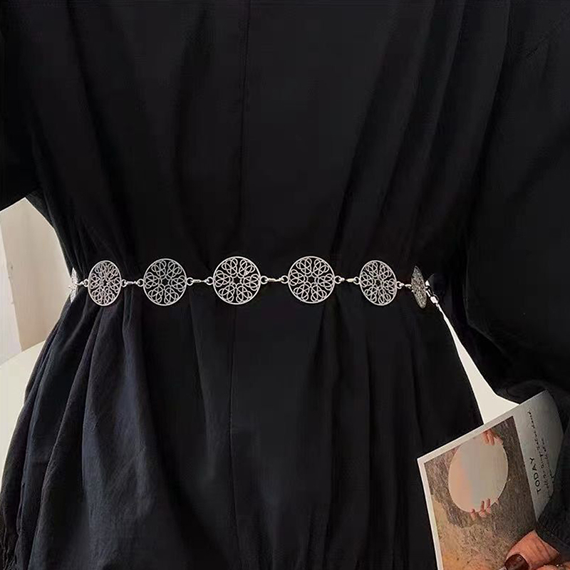 Elegancki Okrągły Metalowy Pas – Body Jewelry Gold recenzja i cena