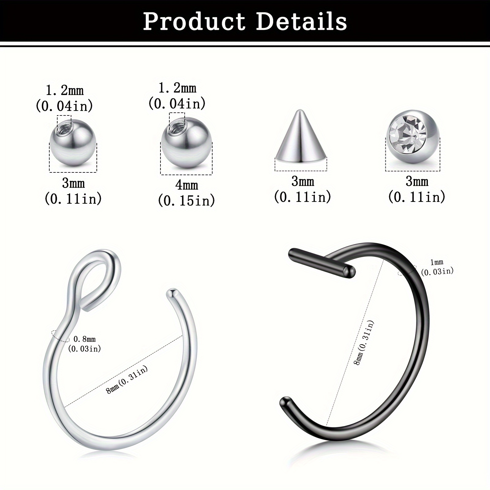 Sztuczne piercingi, sztuczny k – Body Jewelry Nose Studs recenzja i cena