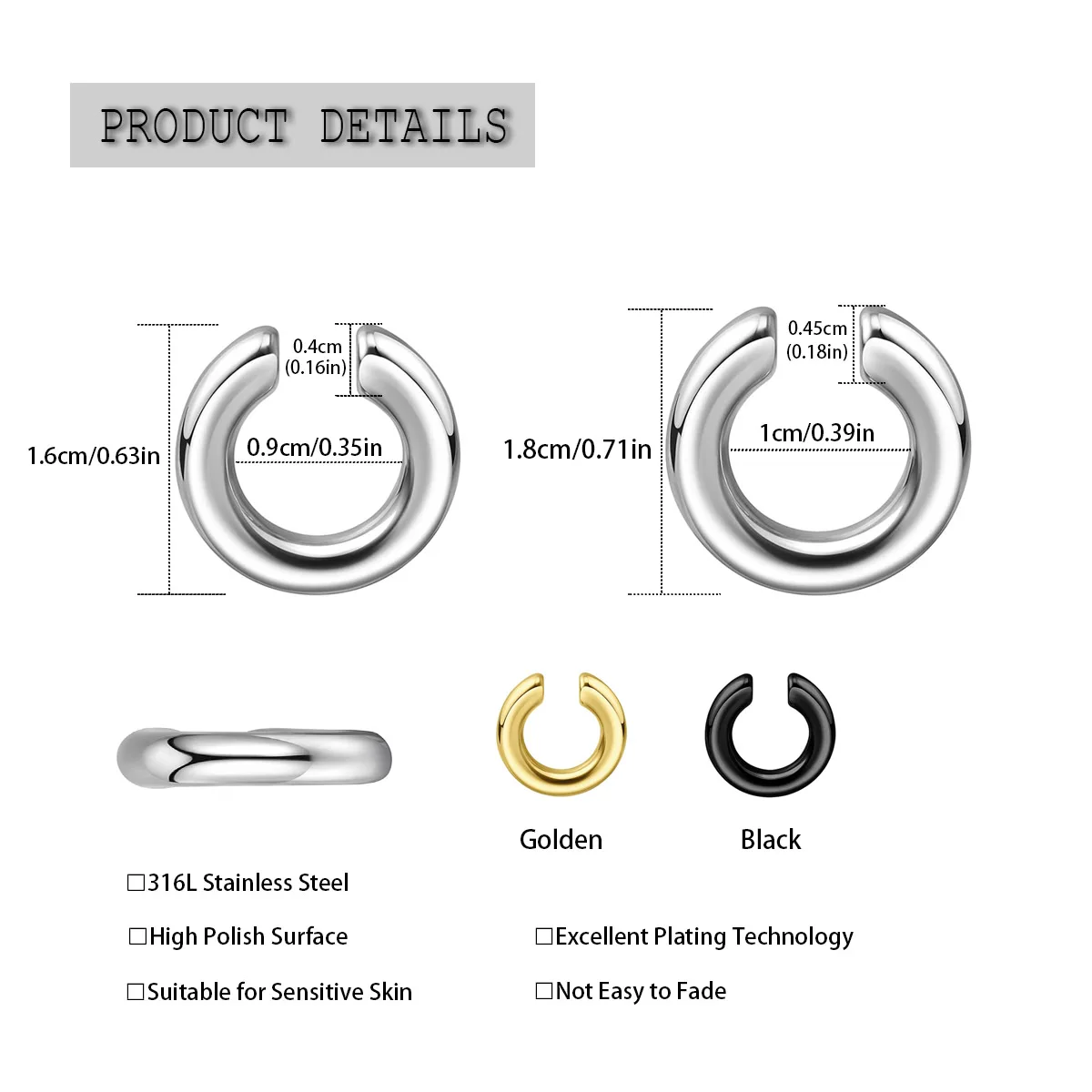 1 szt. Przesadzony pierścień d – Body Jewelry Earrings recenzja i cena