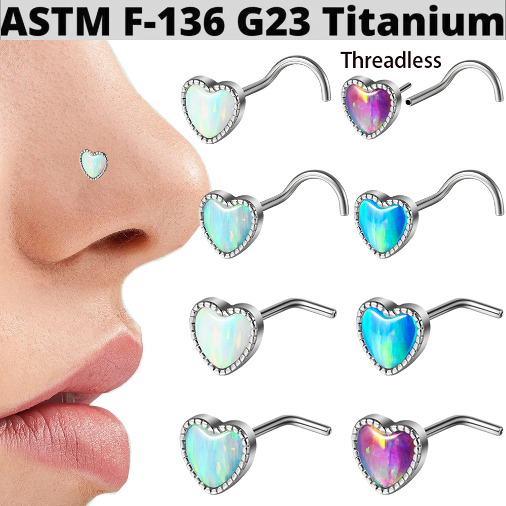1PC Titanium Opal L Shape Nose – Body Jewelry Threadless recenzja i cena