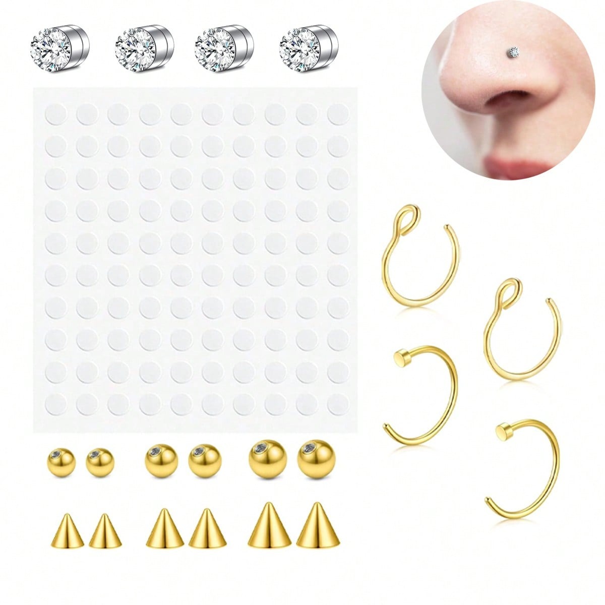 Fałszywe kolczyki do nosa, fał – Body Jewelry Nose Studs recenzja i cena