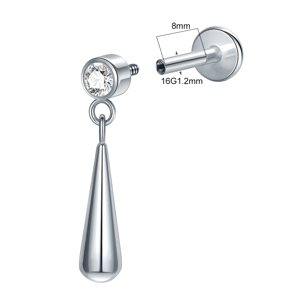 1pc tytanowa podwójna cyrkonia – Body Jewelry Earrings recenzja i cena