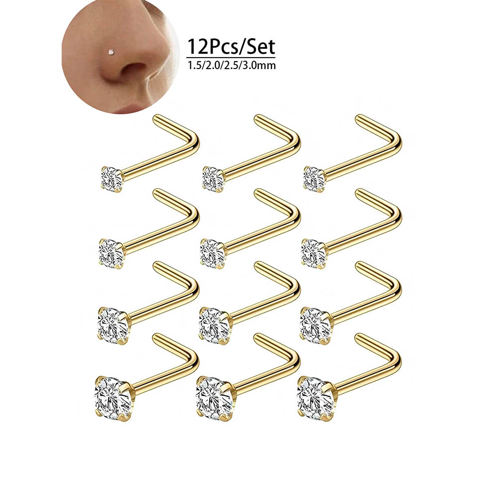 12-częściowy pełny zestaw hipo – Body Jewelry Nose Studs recenzja i cena